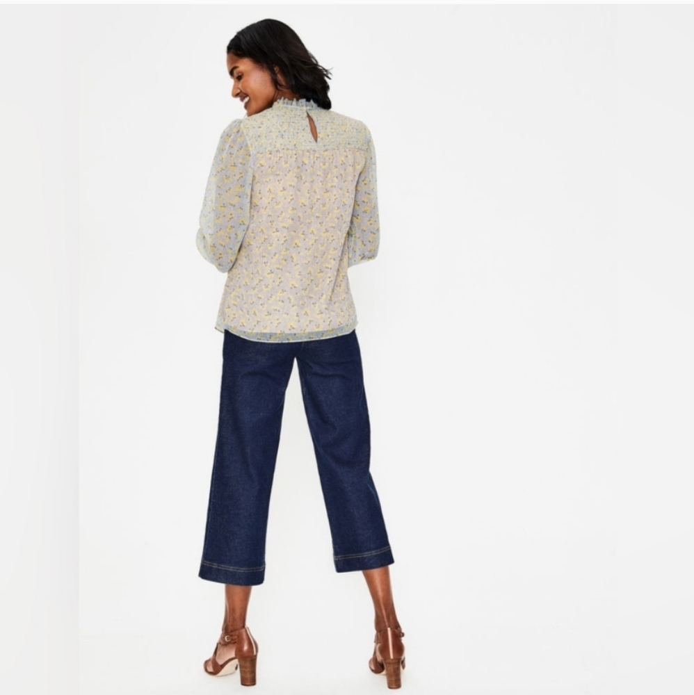 Boden Janie Shirred Floral Long Sleeve Blouse - Picture 3 of 9